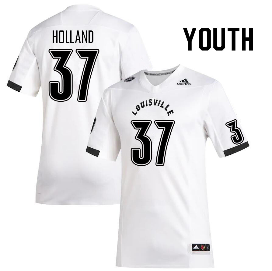 Youth #37 Austin Holland Louisville Cardinals College Football Jerseys Sale-White - Click Image to Close